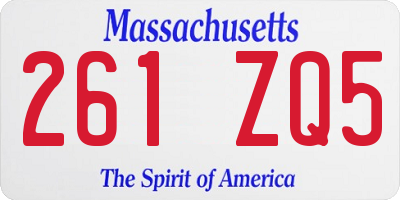MA license plate 261ZQ5