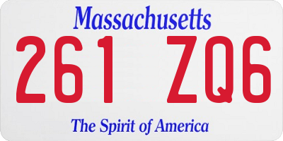 MA license plate 261ZQ6