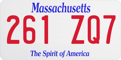 MA license plate 261ZQ7