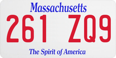 MA license plate 261ZQ9