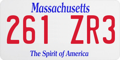 MA license plate 261ZR3