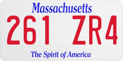 MA license plate 261ZR4