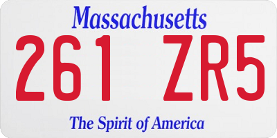MA license plate 261ZR5