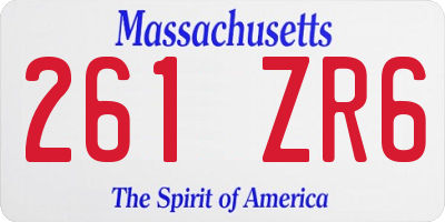 MA license plate 261ZR6