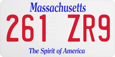 MA license plate 261ZR9