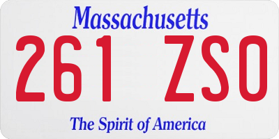 MA license plate 261ZS0