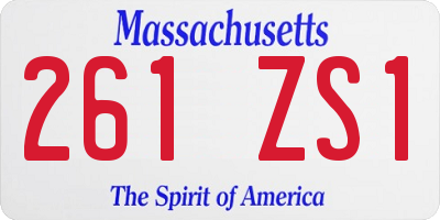 MA license plate 261ZS1