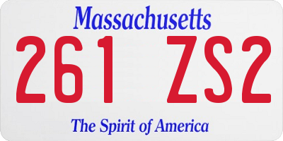 MA license plate 261ZS2