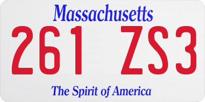 MA license plate 261ZS3