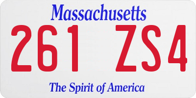MA license plate 261ZS4