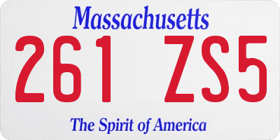 MA license plate 261ZS5