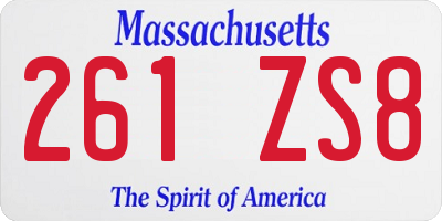 MA license plate 261ZS8