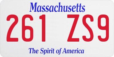 MA license plate 261ZS9