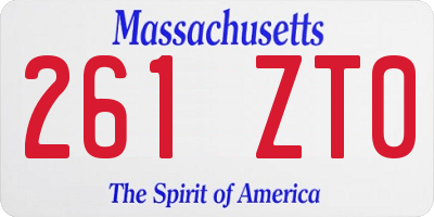 MA license plate 261ZT0