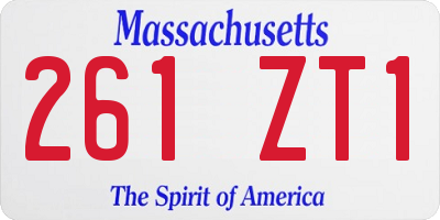 MA license plate 261ZT1