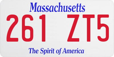 MA license plate 261ZT5