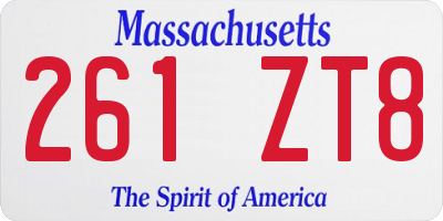 MA license plate 261ZT8