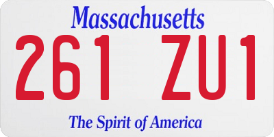 MA license plate 261ZU1