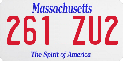 MA license plate 261ZU2