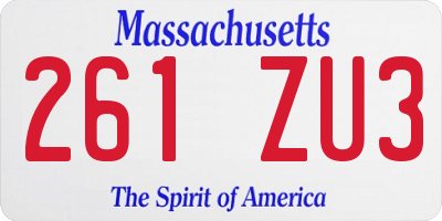 MA license plate 261ZU3