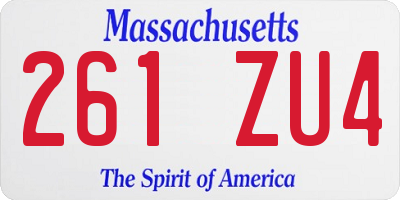 MA license plate 261ZU4