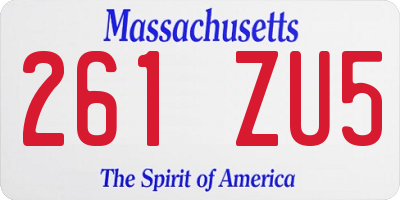 MA license plate 261ZU5