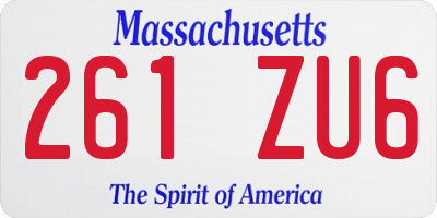 MA license plate 261ZU6