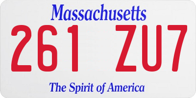 MA license plate 261ZU7