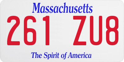 MA license plate 261ZU8