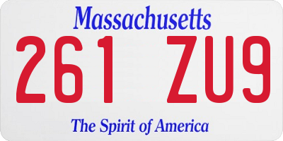 MA license plate 261ZU9