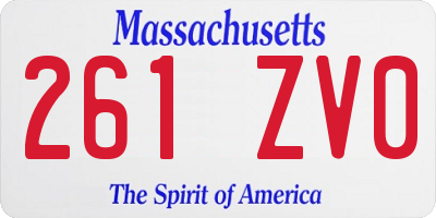 MA license plate 261ZV0