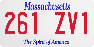 MA license plate 261ZV1
