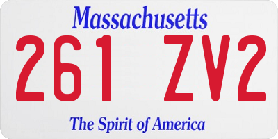 MA license plate 261ZV2