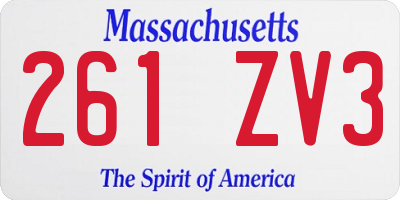MA license plate 261ZV3