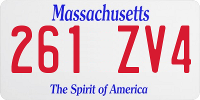 MA license plate 261ZV4