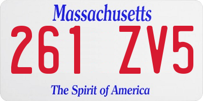 MA license plate 261ZV5