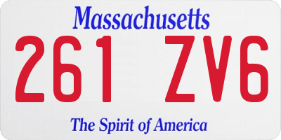 MA license plate 261ZV6