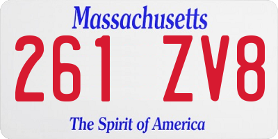 MA license plate 261ZV8