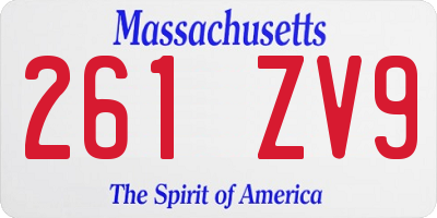 MA license plate 261ZV9