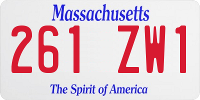 MA license plate 261ZW1