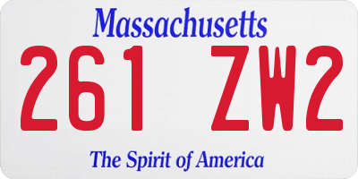 MA license plate 261ZW2