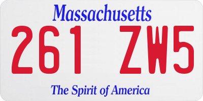 MA license plate 261ZW5