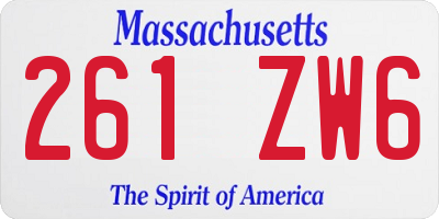 MA license plate 261ZW6