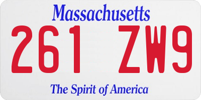MA license plate 261ZW9