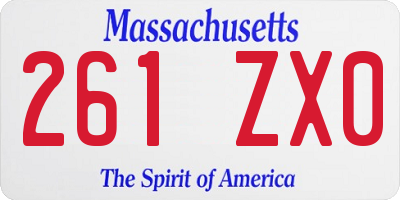 MA license plate 261ZX0
