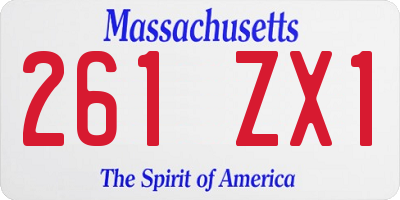 MA license plate 261ZX1