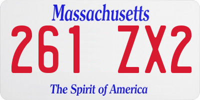 MA license plate 261ZX2