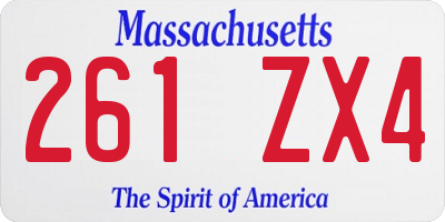 MA license plate 261ZX4