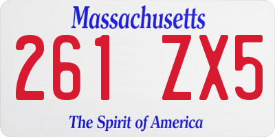 MA license plate 261ZX5