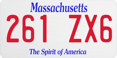 MA license plate 261ZX6